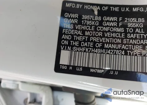 2017 Honda Civic Sport from USA, damaged, VIN SHHFK7H49HU427824